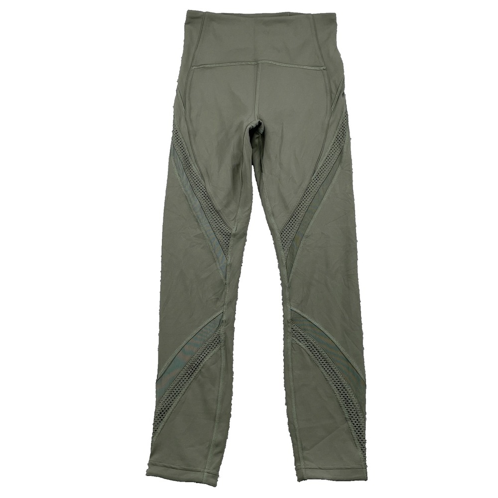 Lululemon Leggings Women 4 Green Mesh Yoga Running Sportswear Athleisure Y2k Gym